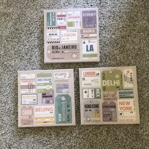 IKEA Set of 3 The Vintage Collection Pjatteryd 10x10 Airport Travel Tag Wall Art